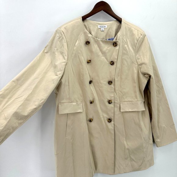 Joan Rivers Jacket Coat Womes Buttons Down Lined Pleated Back Pockets Beige XL - Picture 3 of 14